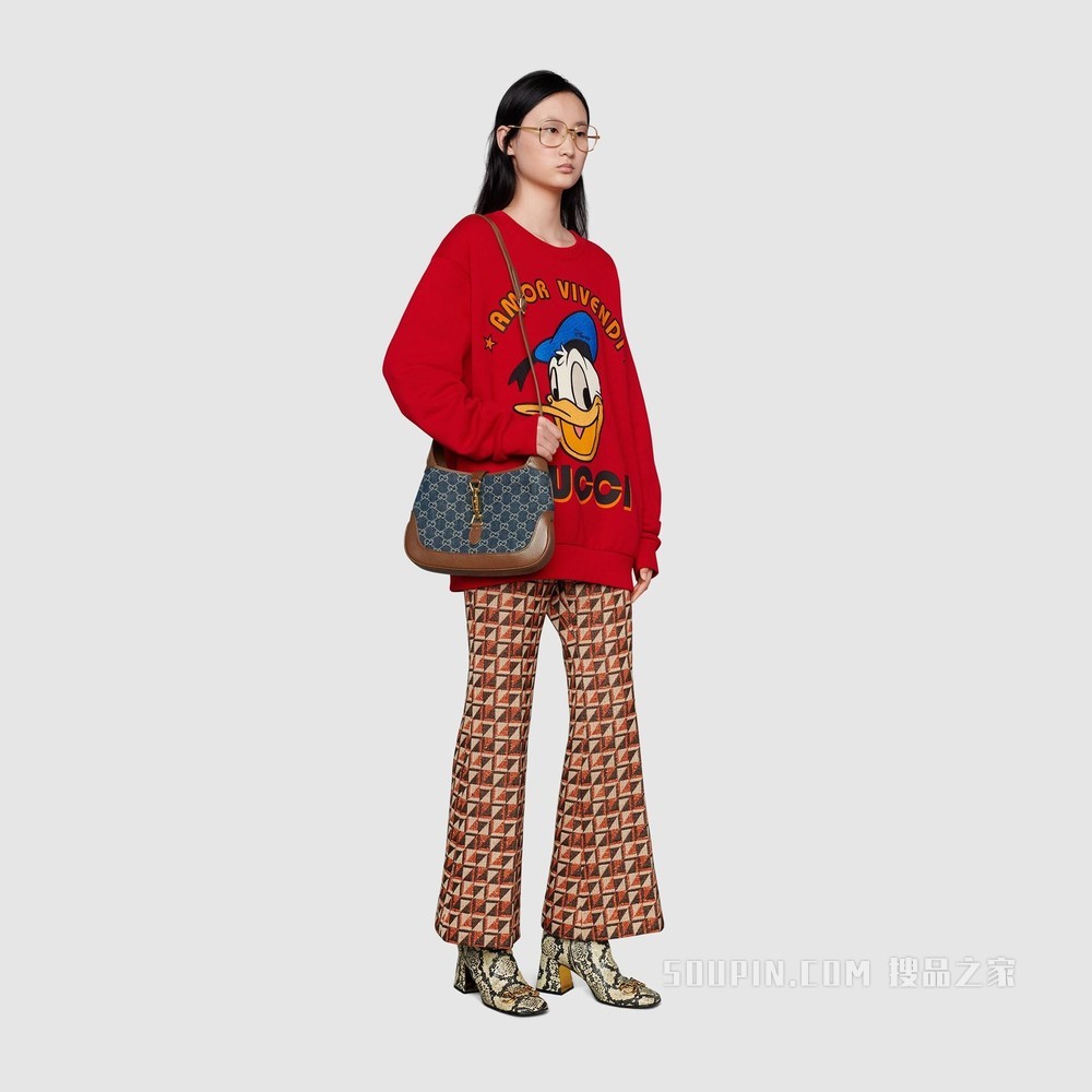 Disney x Gucci唐老鸭印花棉质卫衣 红色