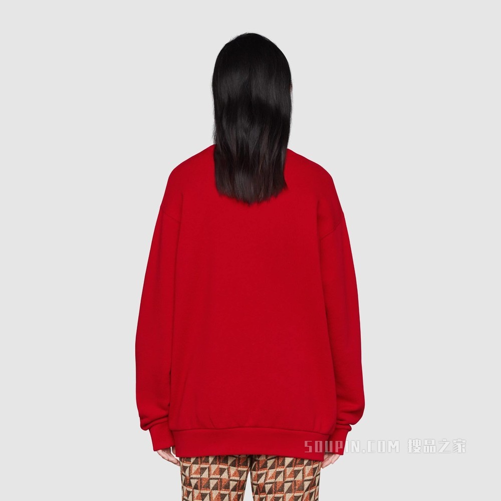 Disney x Gucci唐老鸭印花棉质卫衣 红色