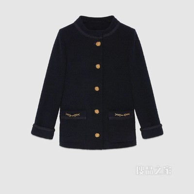 花呢绉绸夹克 深蓝色