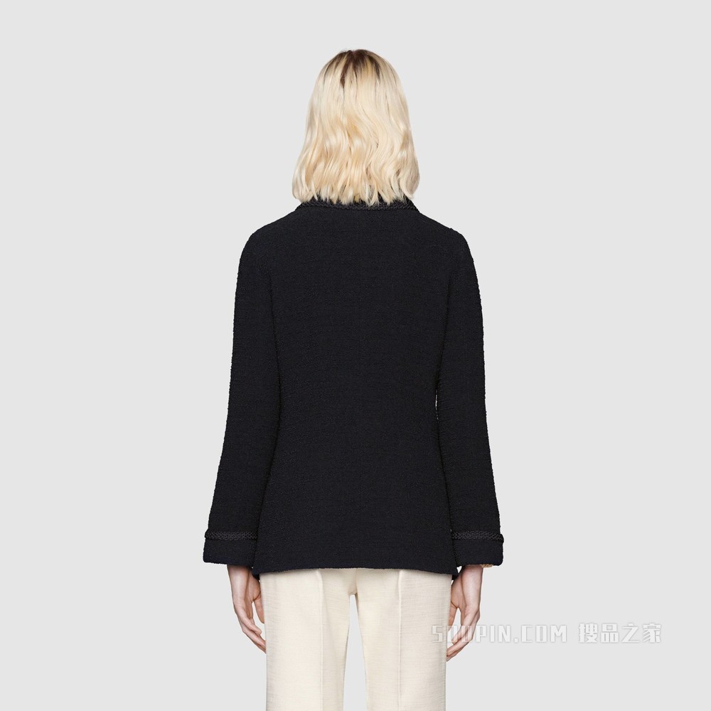 花呢绉绸夹克 深蓝色