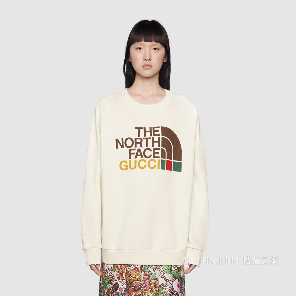 The North Face x Gucci联名系列女士棉质卫衣 白色