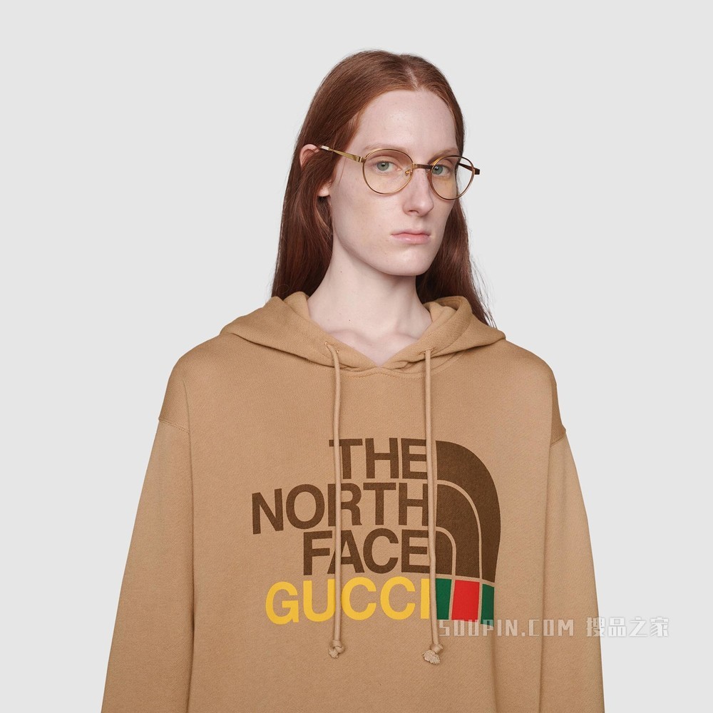 the north face x gucci联名系列棉质卫衣 棕色