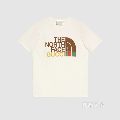 The North Face x Gucci联名系列女士棉质T恤 白色/彩色