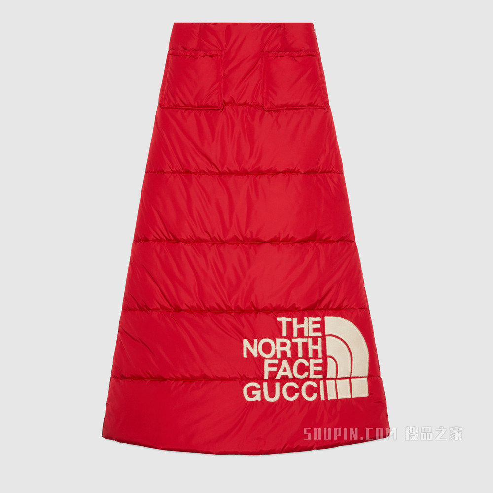 The North Face x Gucci联名系列尼龙半身裙 红色