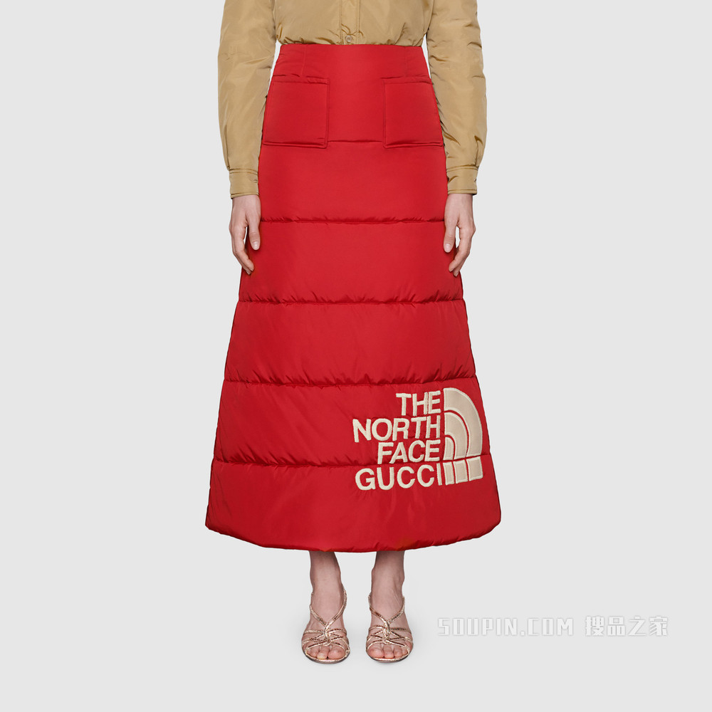 The North Face x Gucci联名系列尼龙半身裙 红色