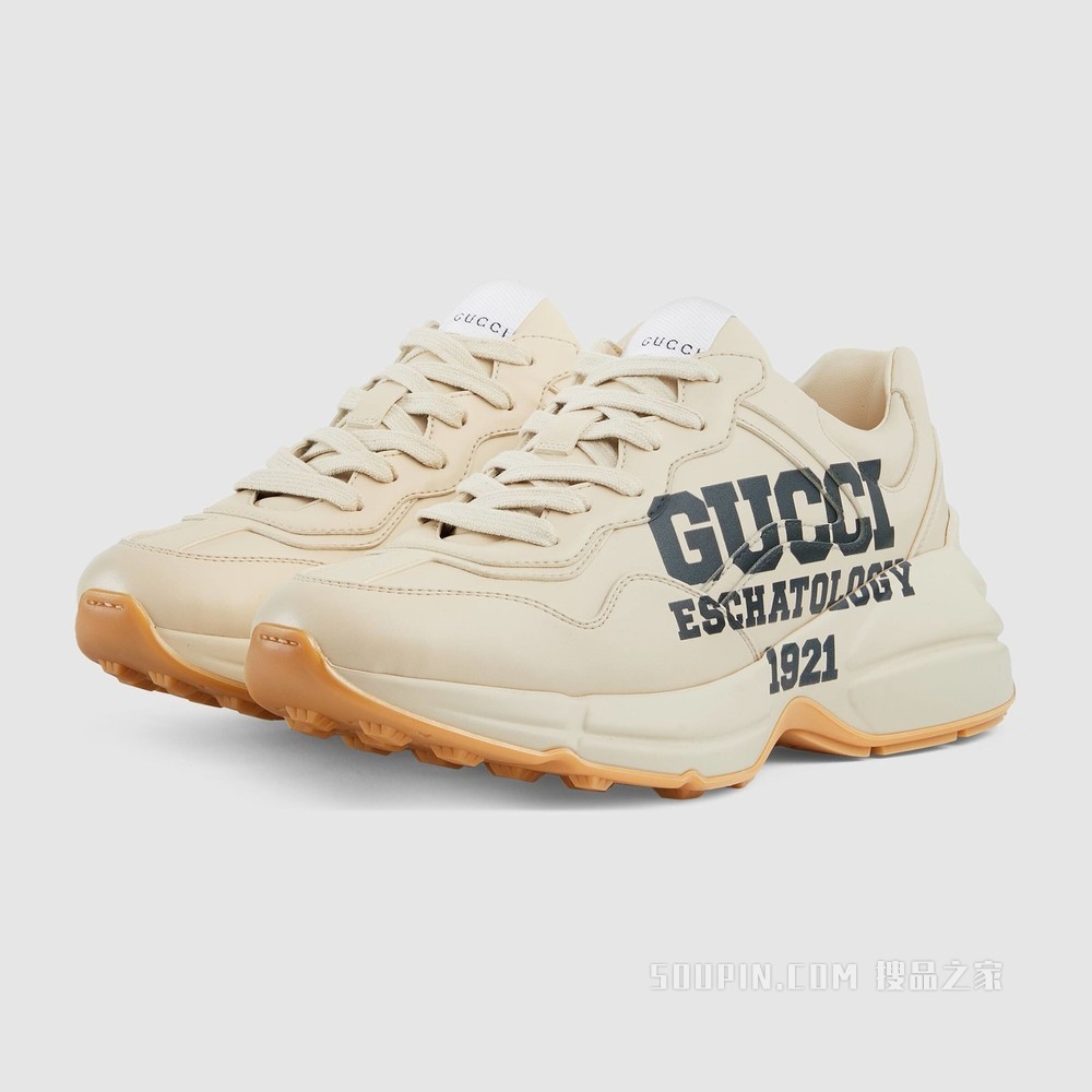 Rhyton系列女士“25”印花运动鞋 象牙白可持续材料Demetra