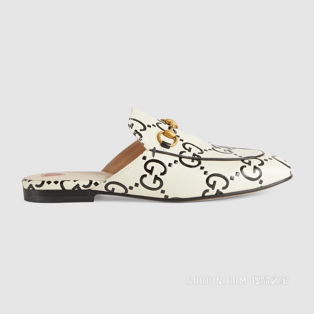Princetown系列GG皮革拖鞋 白色皮革