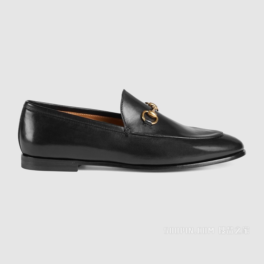 Gucci Jordaan系列皮革马衔扣乐福鞋 黑色皮革