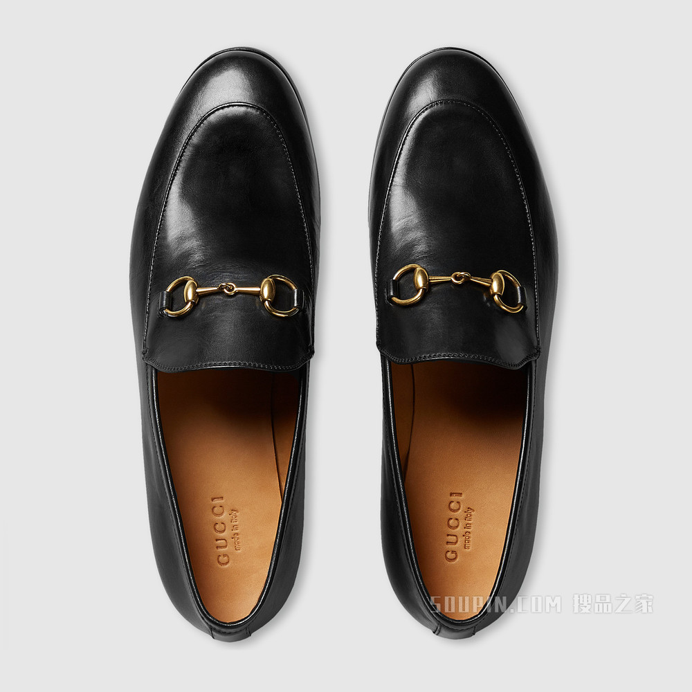 Gucci Jordaan系列皮革马衔扣乐福鞋 黑色皮革