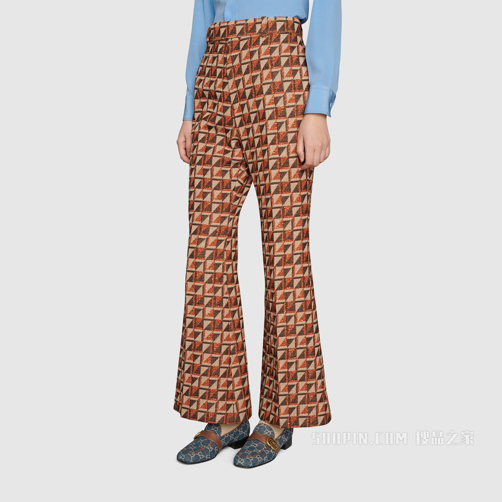 GG Denim系列女士双G乐福鞋 蓝色和象牙白色双G提花丹宁面料