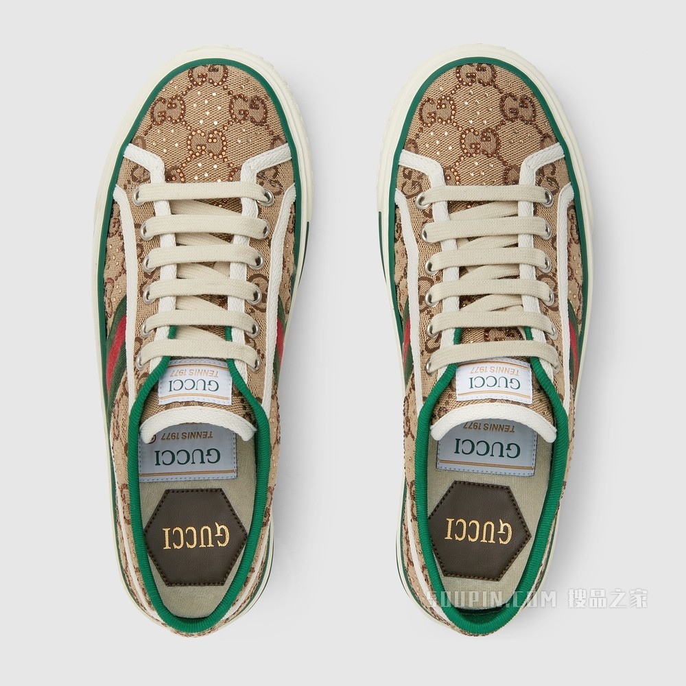Gucci 100特别系列Tennis 1977女士运动鞋 米色GG帆布