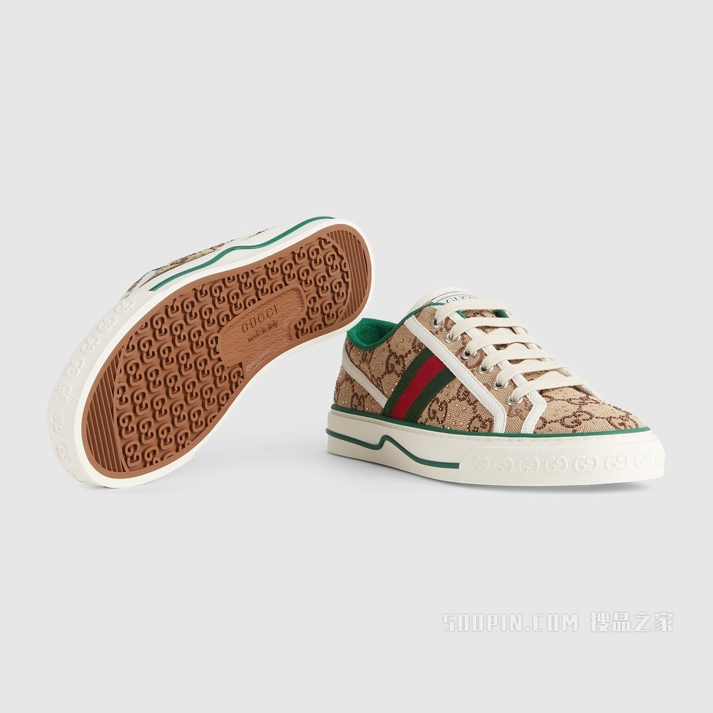 Gucci 100特别系列Tennis 1977女士运动鞋 米色GG帆布
