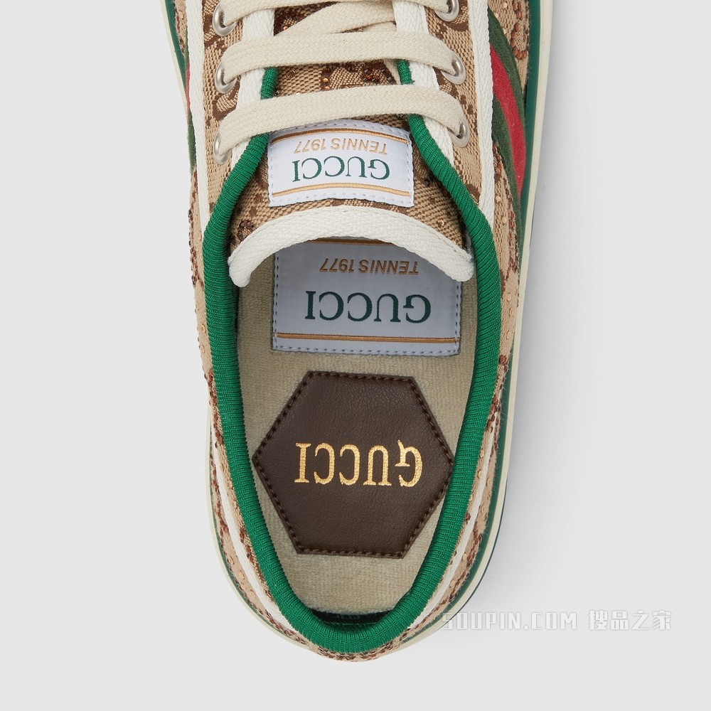 Gucci 100特别系列Tennis 1977女士运动鞋 米色GG帆布