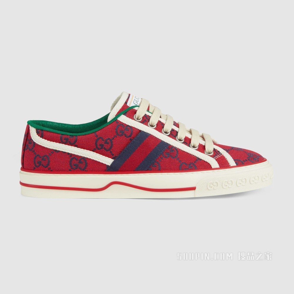 GUCCI/古驰】古驰520特别系列Tennis 1977女士运动鞋红色和蓝色GG帆布 