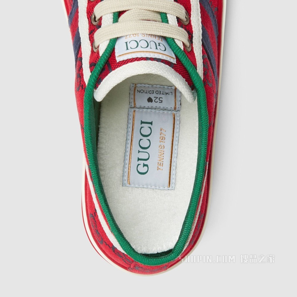 GUCCI/古驰】古驰520特别系列Tennis 1977女士运动鞋红色和蓝色GG帆布 