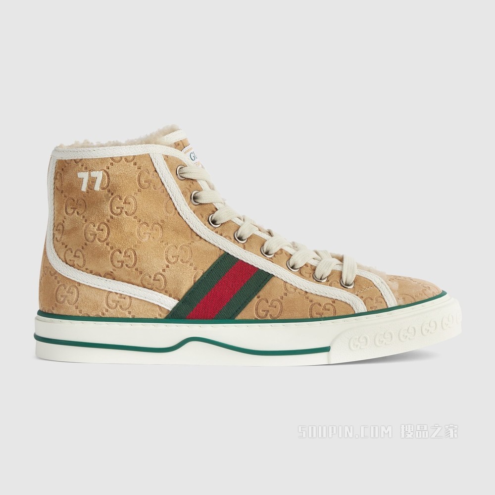 Gucci Tennis 1977系列女士运动鞋 棕色绒面材质