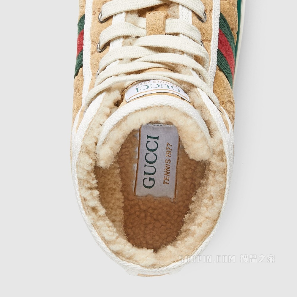 Gucci Tennis 1977系列女士运动鞋 棕色绒面材质