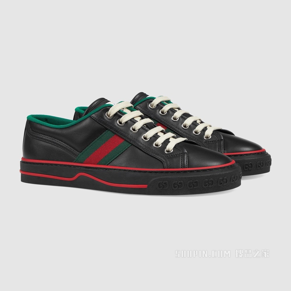Gucci Tennis 1977系列女士运动鞋 黑色皮革