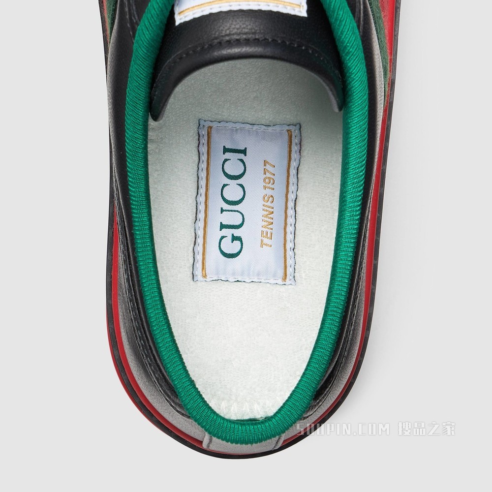 Gucci Tennis 1977系列女士运动鞋 黑色皮革