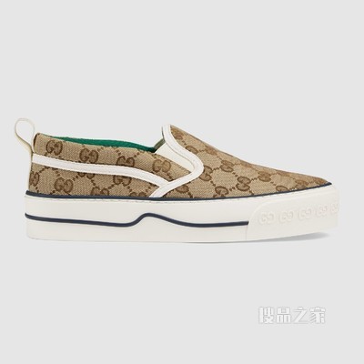 Gucci Tennis 1977系列女士运动便鞋 米色/乌木色GG Supreme帆布