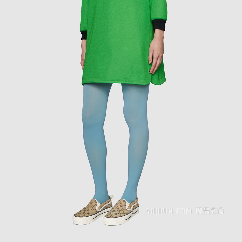 Gucci Tennis 1977系列女士运动便鞋 米色/乌木色GG Supreme帆布
