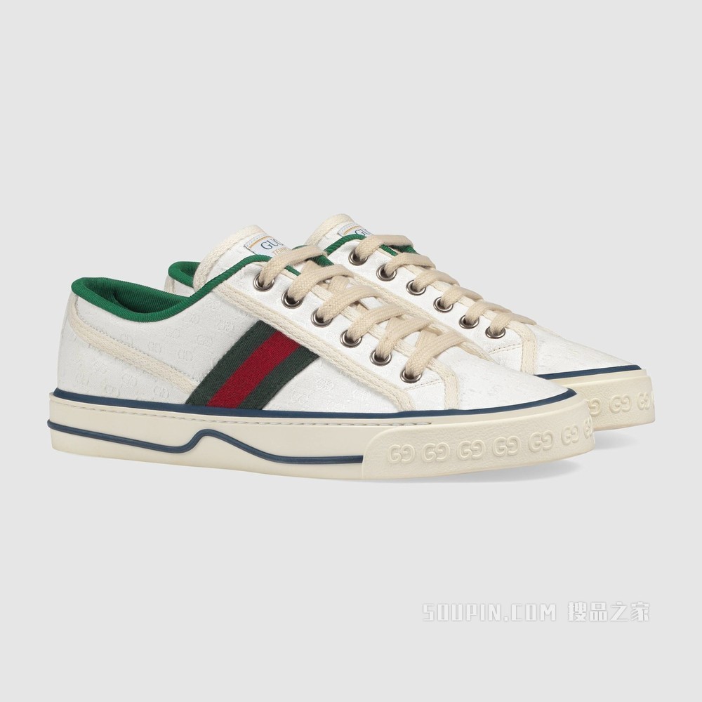Gucci Tennis 1977系列女士运动鞋 白色迷你GG Supreme帆布