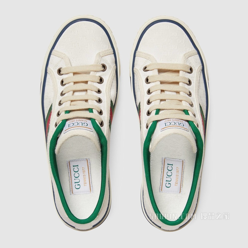 Gucci Tennis 1977系列女士运动鞋 白色迷你GG Supreme帆布