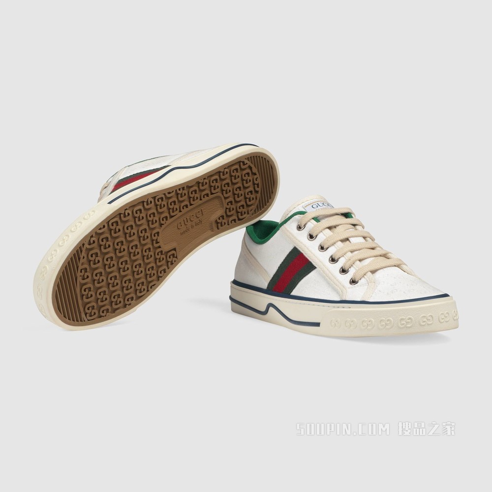 Gucci Tennis 1977系列女士运动鞋 白色迷你GG Supreme帆布
