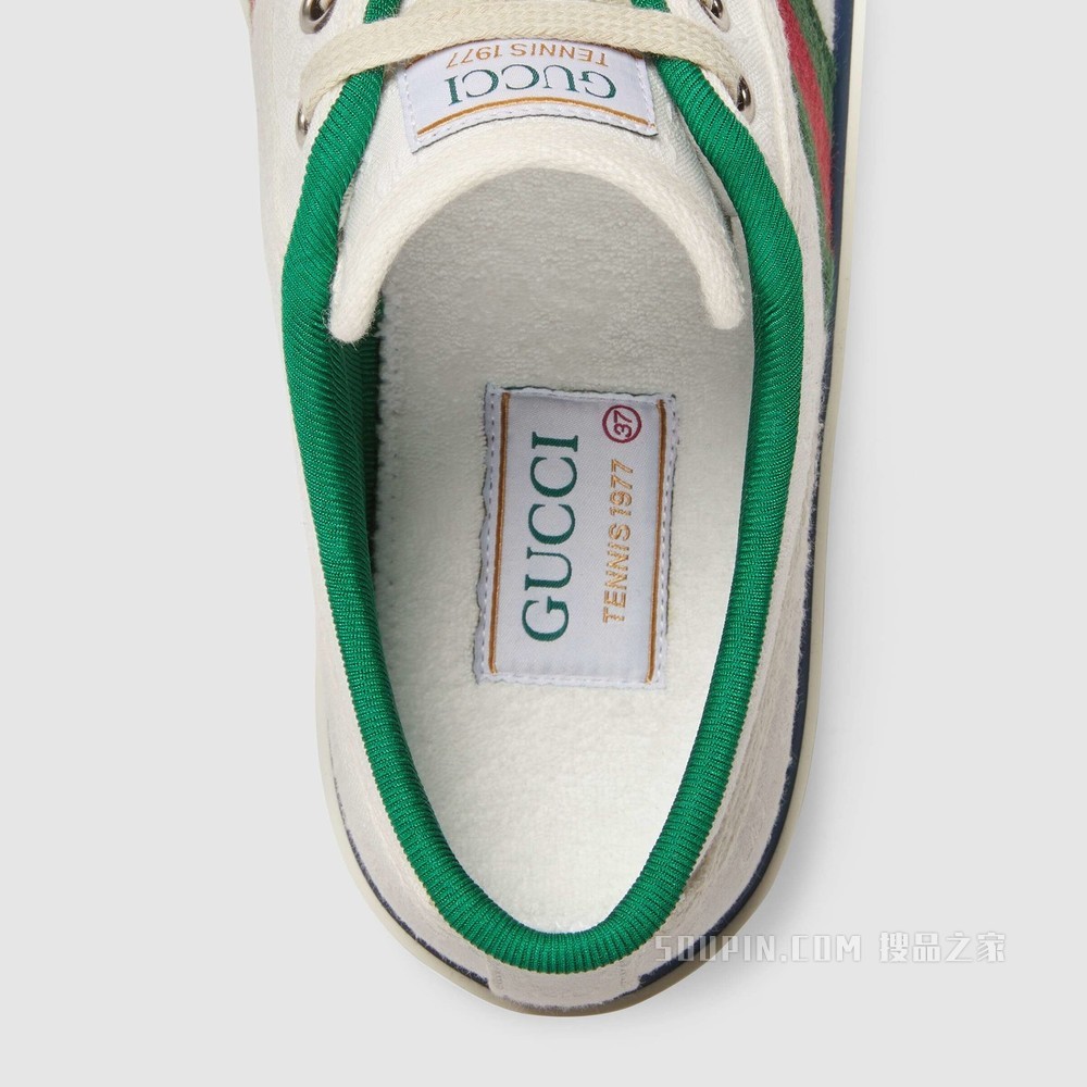 Gucci Tennis 1977系列女士运动鞋 白色迷你GG Supreme帆布