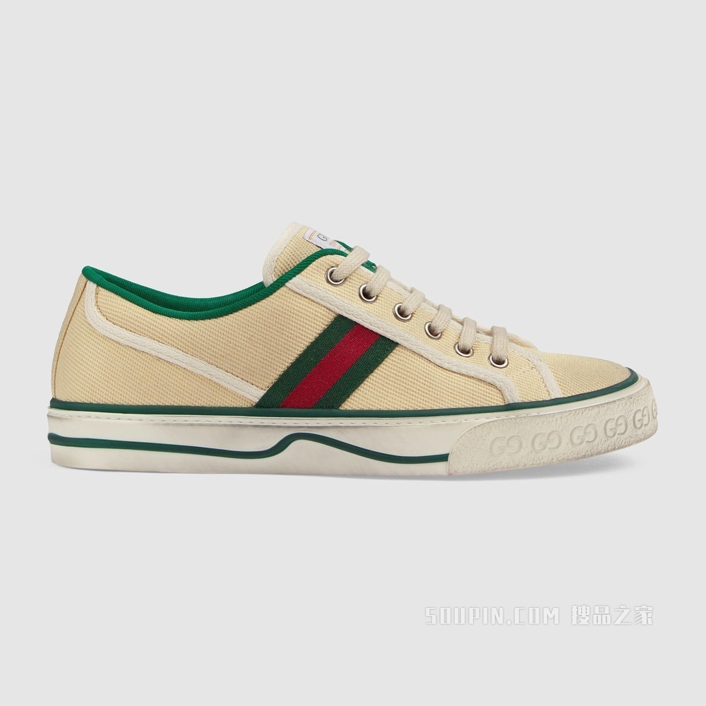 Gucci Tennis 1977系列女士运动鞋 黄油色棉布