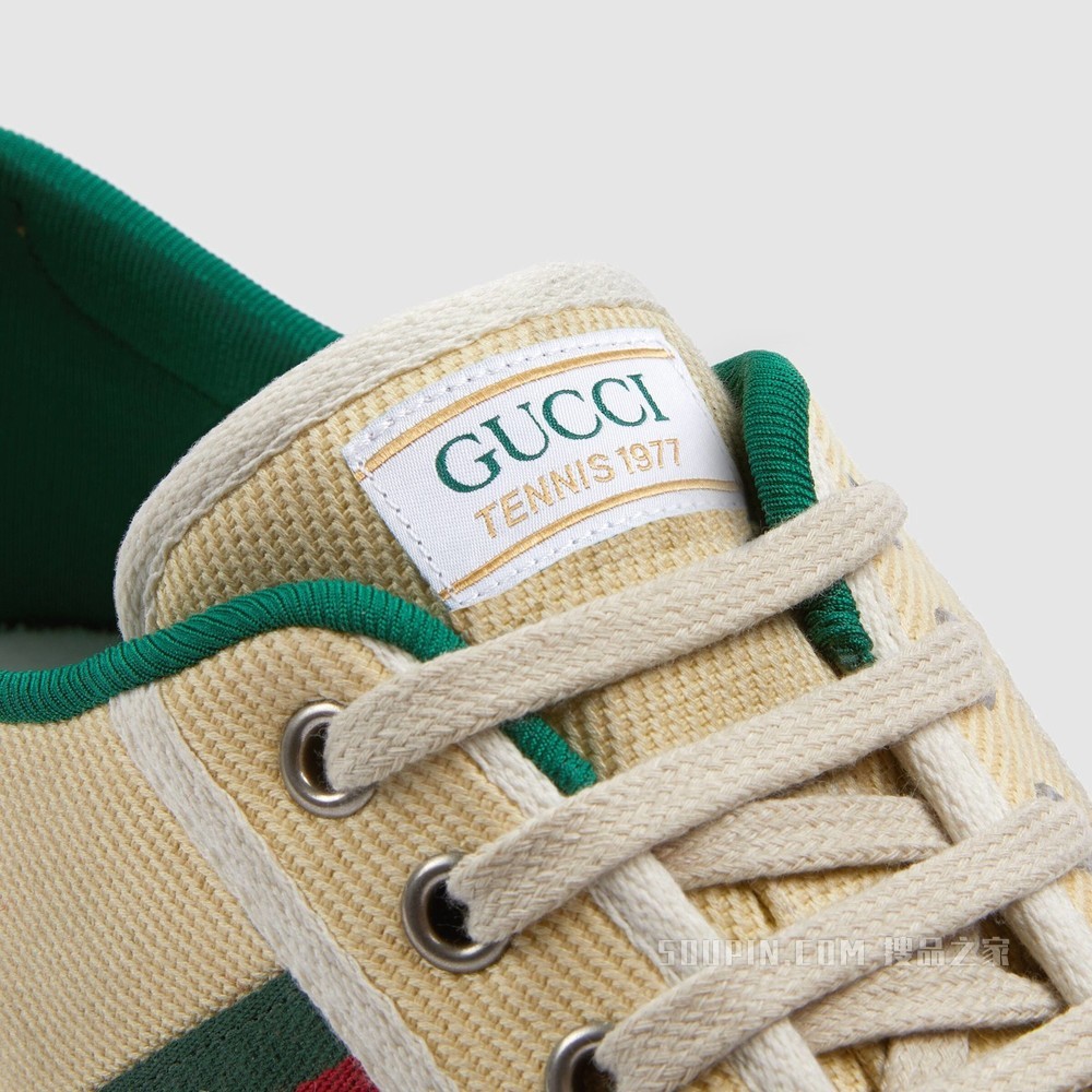 Gucci Tennis 1977系列女士运动鞋 黄油色棉布