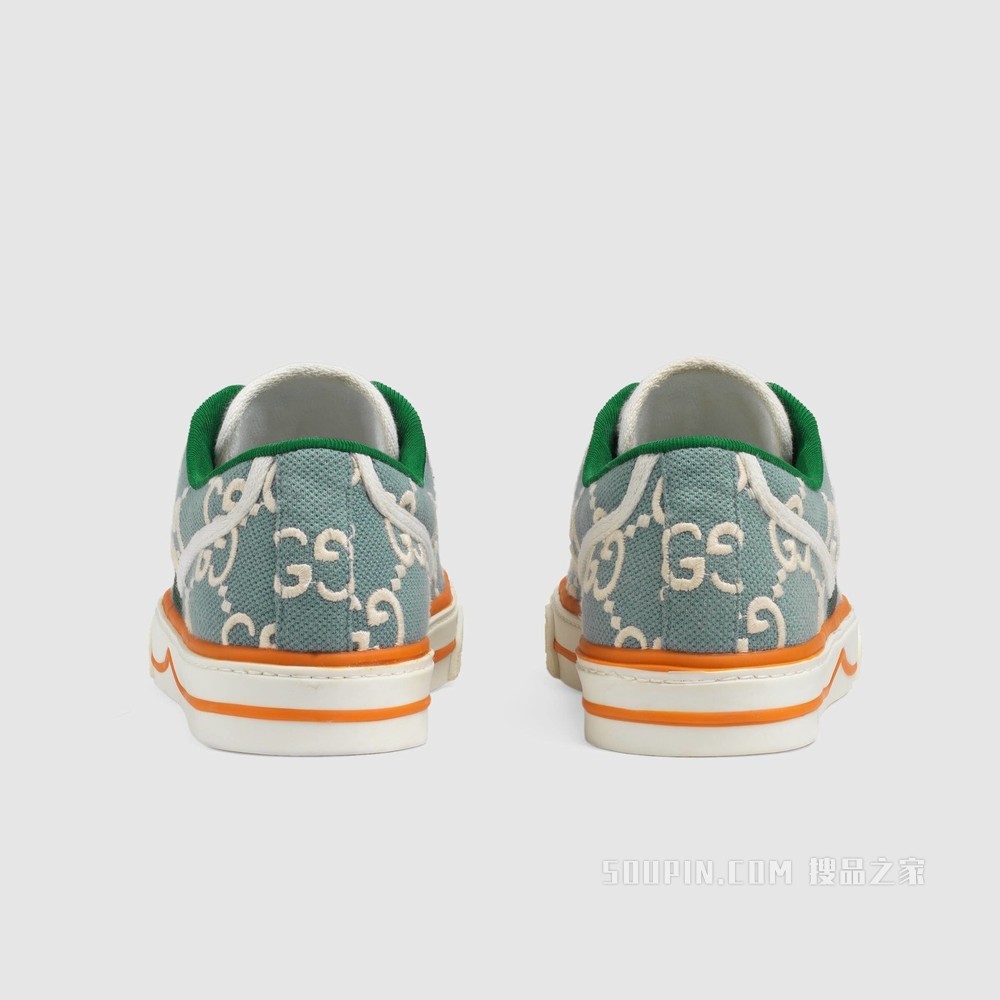 Gucci Tennis 1977系列女士运动鞋 浅蓝色/象牙白GG弹力棉布