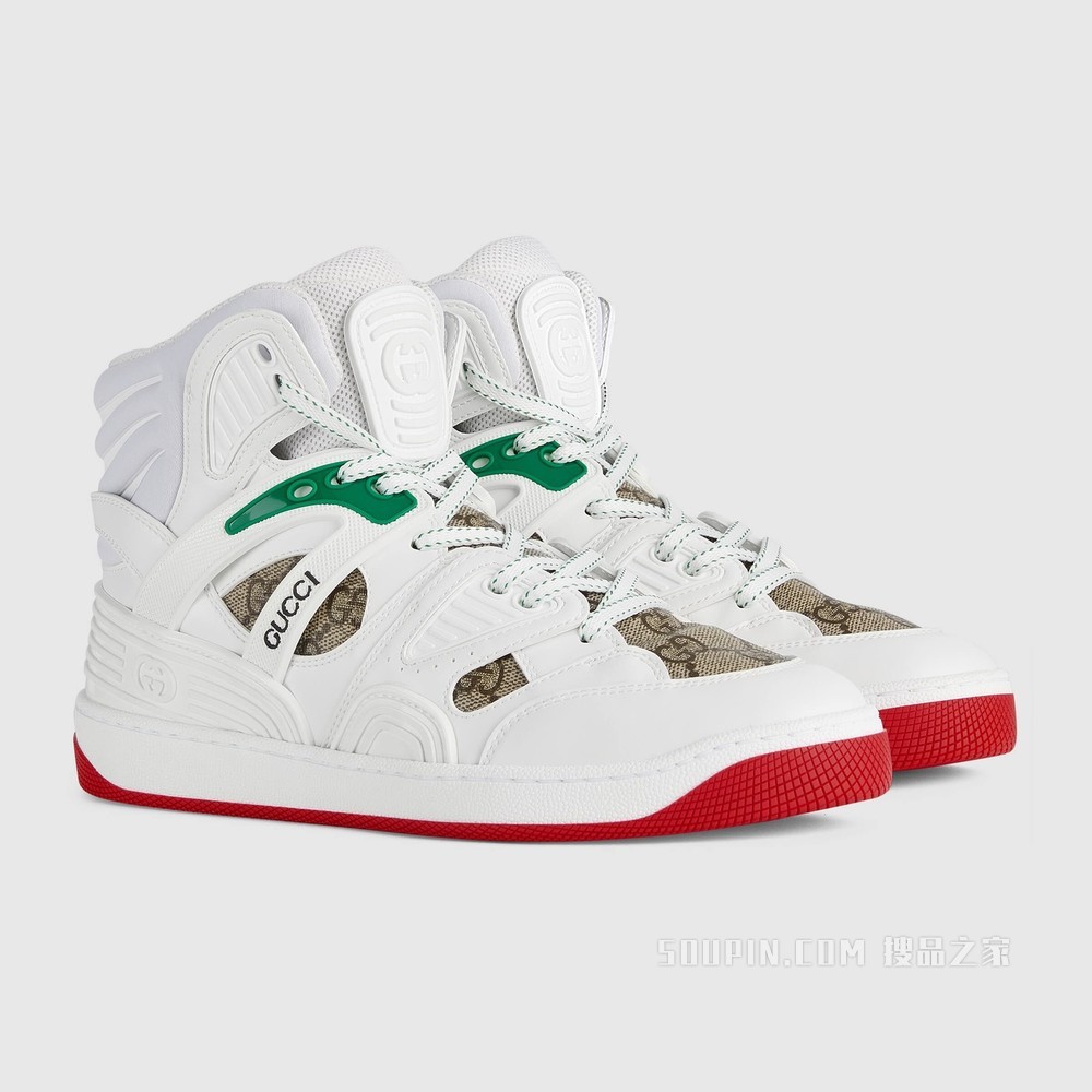 Gucci Basket女士高帮球鞋 白色可持续材料Demetra