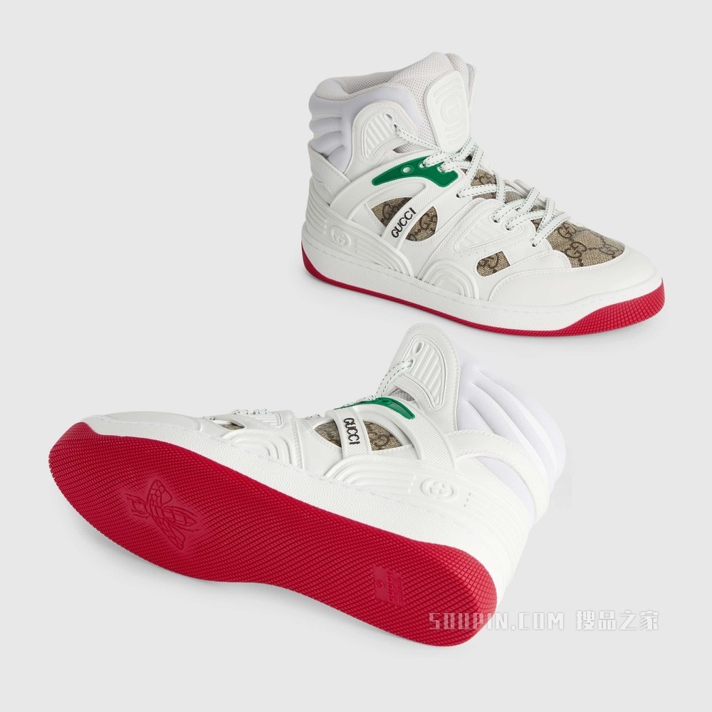 Gucci Basket女士高帮球鞋 白色可持续材料Demetra