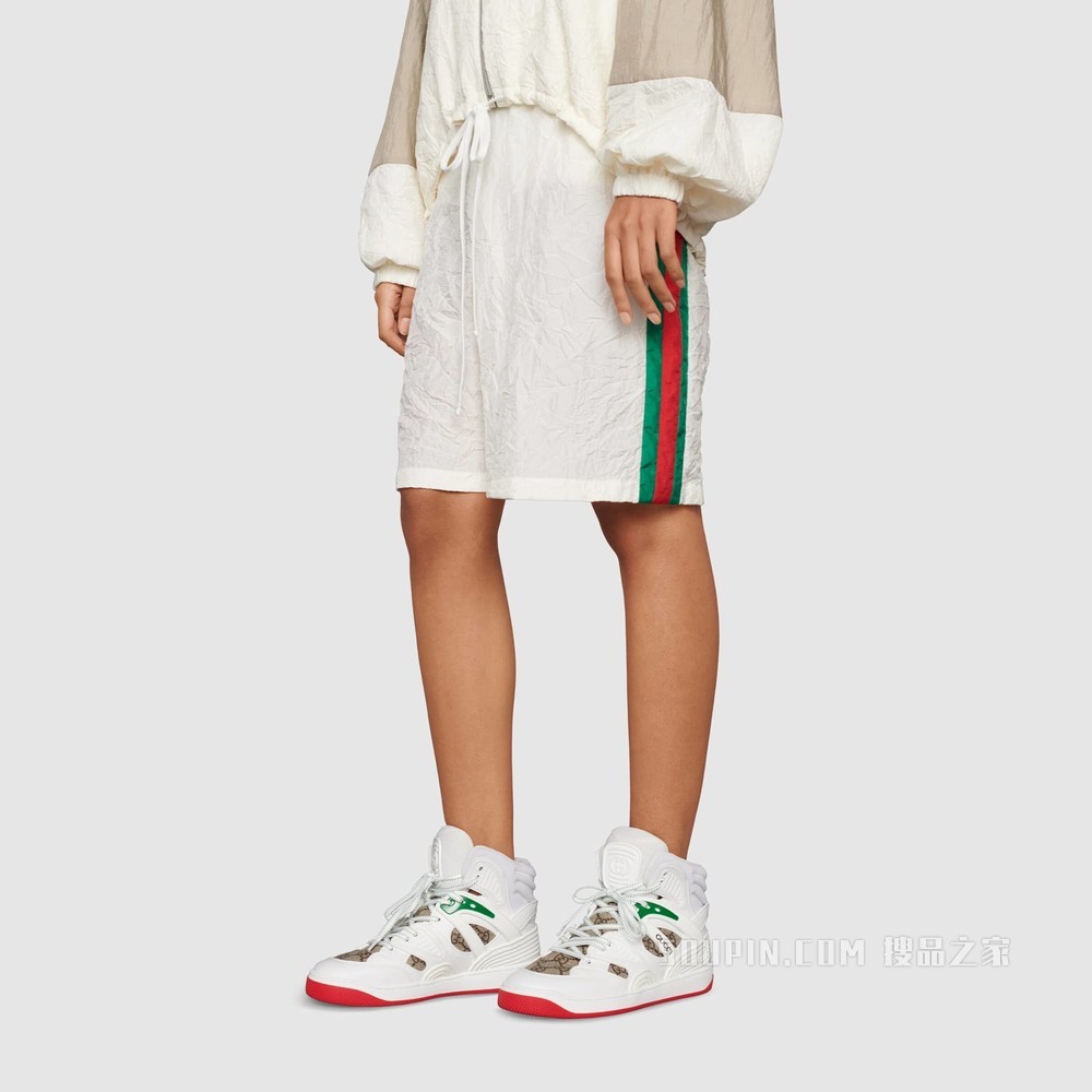 Gucci Basket女士高帮球鞋 白色可持续材料Demetra