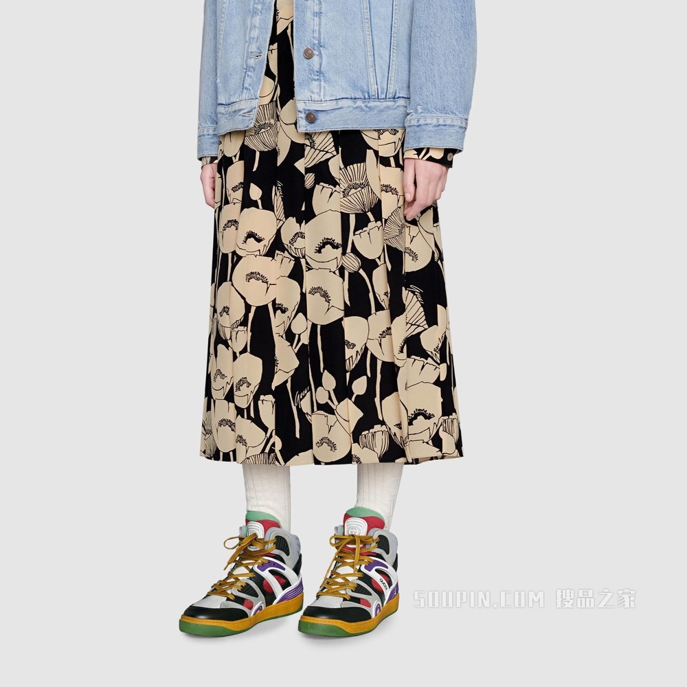 Gucci Basket女士高帮球鞋 黑色可持续材料Demetra