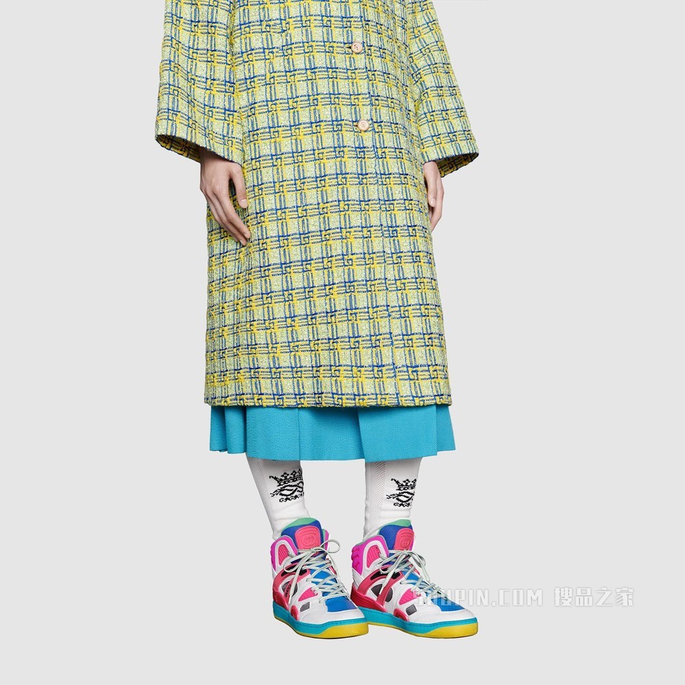 Gucci Basket女士高帮球鞋 白色可持续材料Demetra