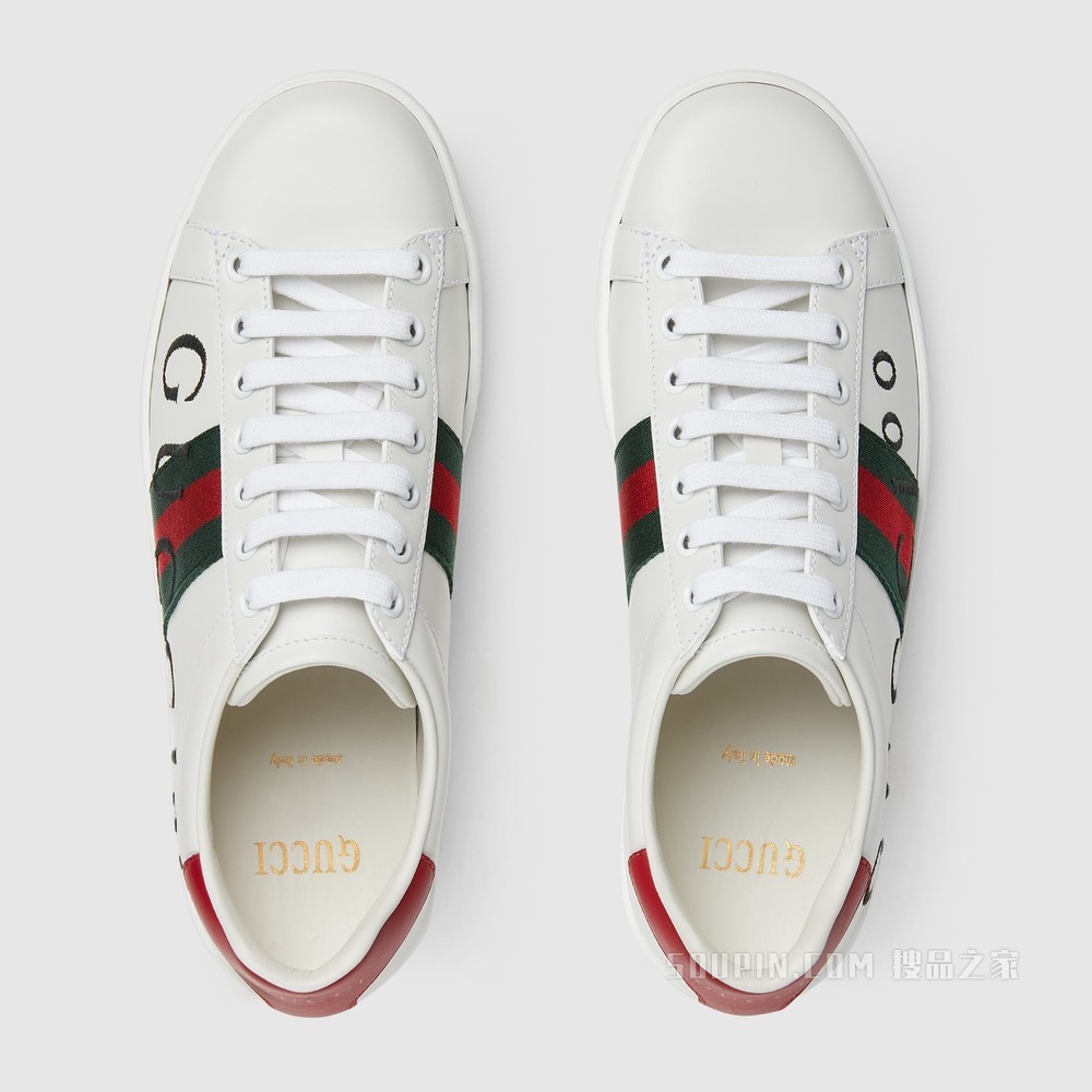 Gucci 100特别系列Ace女士运动鞋 白色皮革