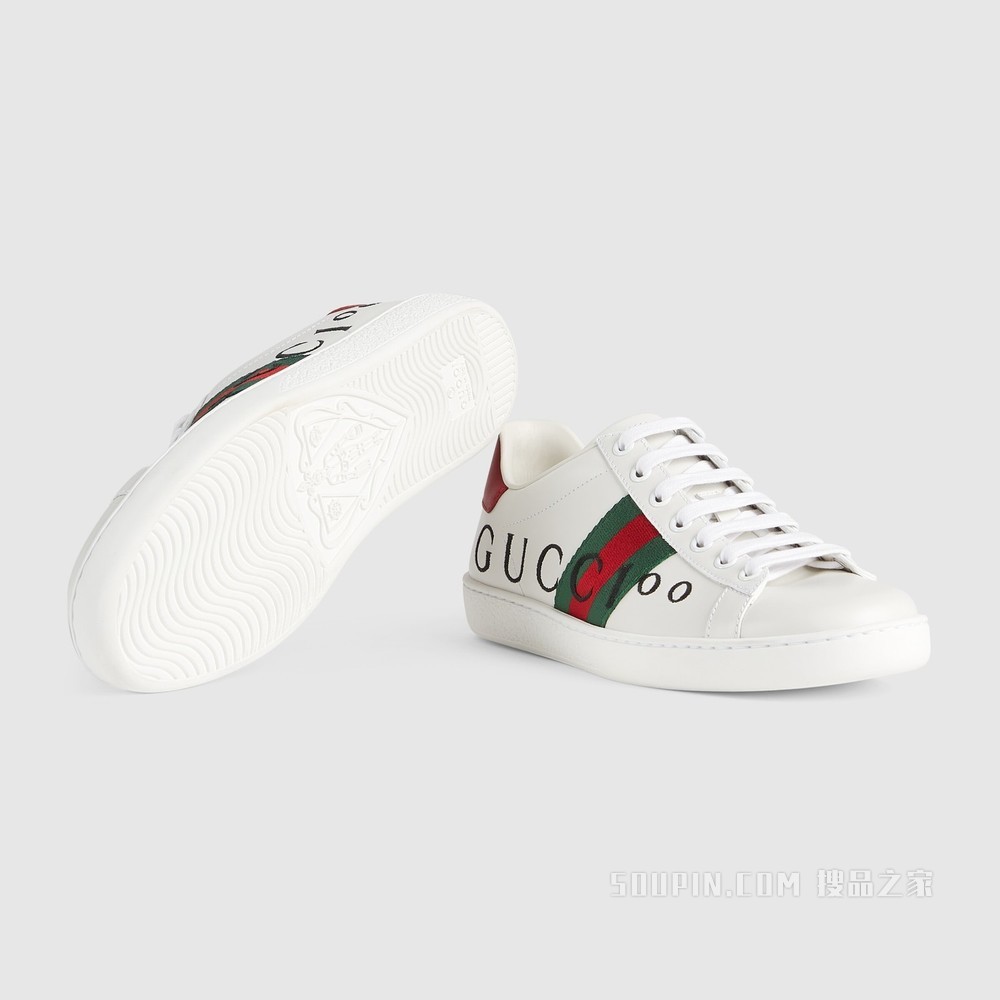 Gucci 100特别系列Ace女士运动鞋 白色皮革