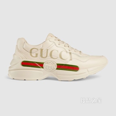 Rhyton系列女士Gucci标识皮革运动鞋 象牙色皮革