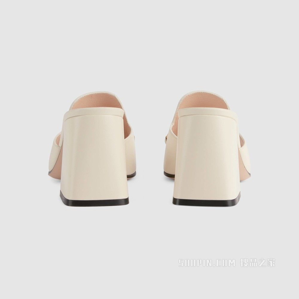 女士马衔扣凉鞋 白色皮革