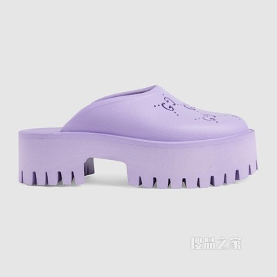 女士镂空G防水台凉鞋 浅紫色橡胶
