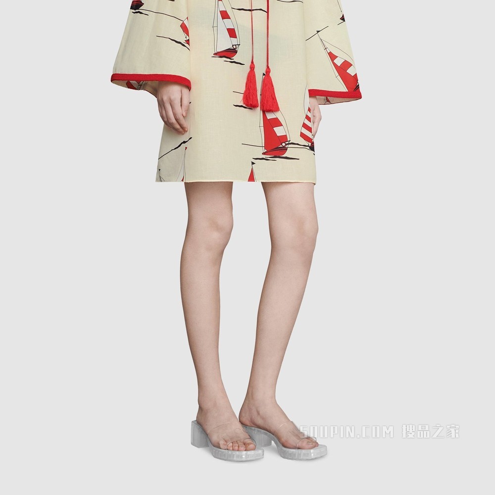 女士Gucci标识拖鞋 透明橡胶