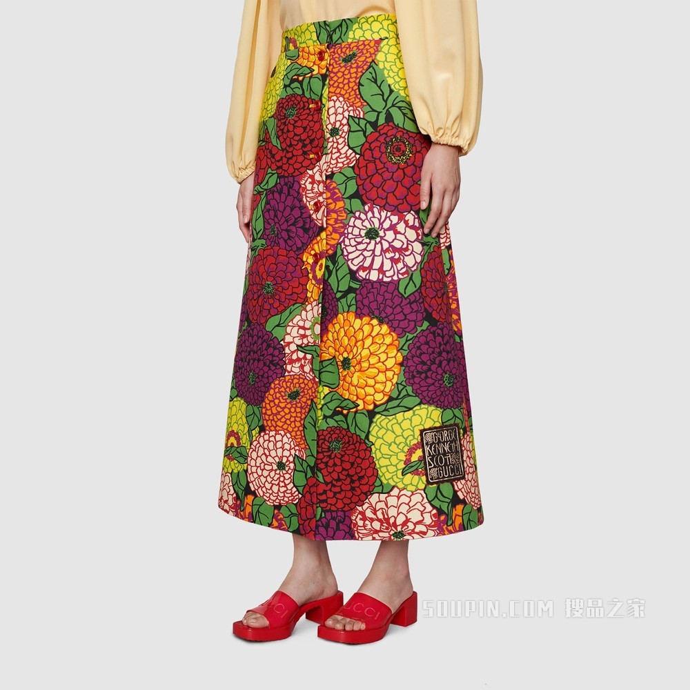女士Gucci标识拖鞋 芙蓉红橡胶