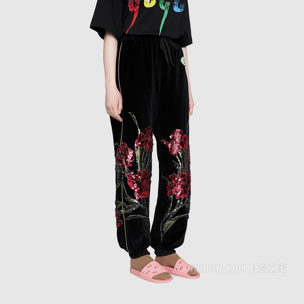 女士橡胶GG拖鞋 粉色橡胶