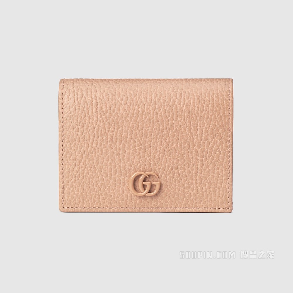 GG Marmont系列卡包 玫瑰米色皮革