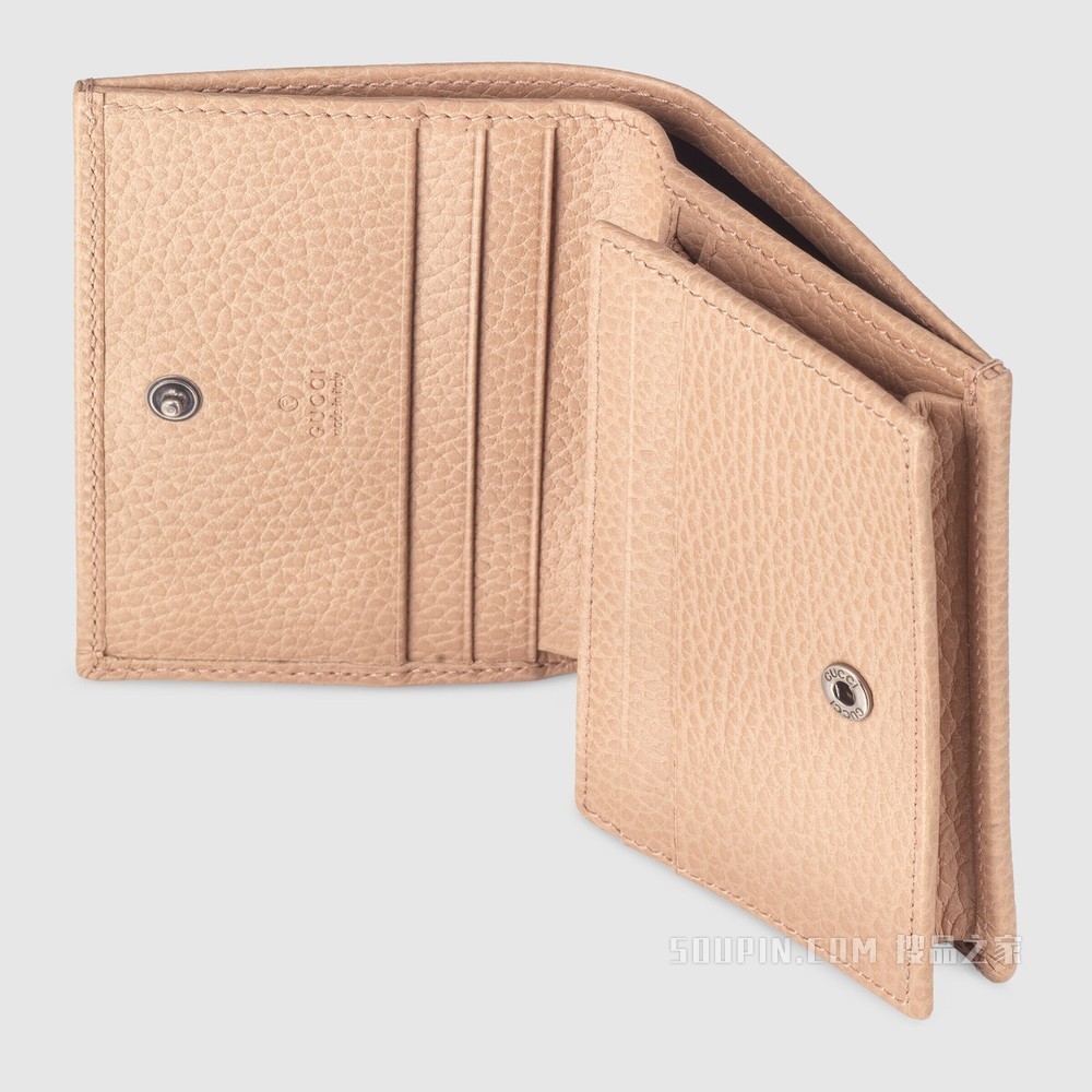 GG Marmont系列卡包 玫瑰米色皮革