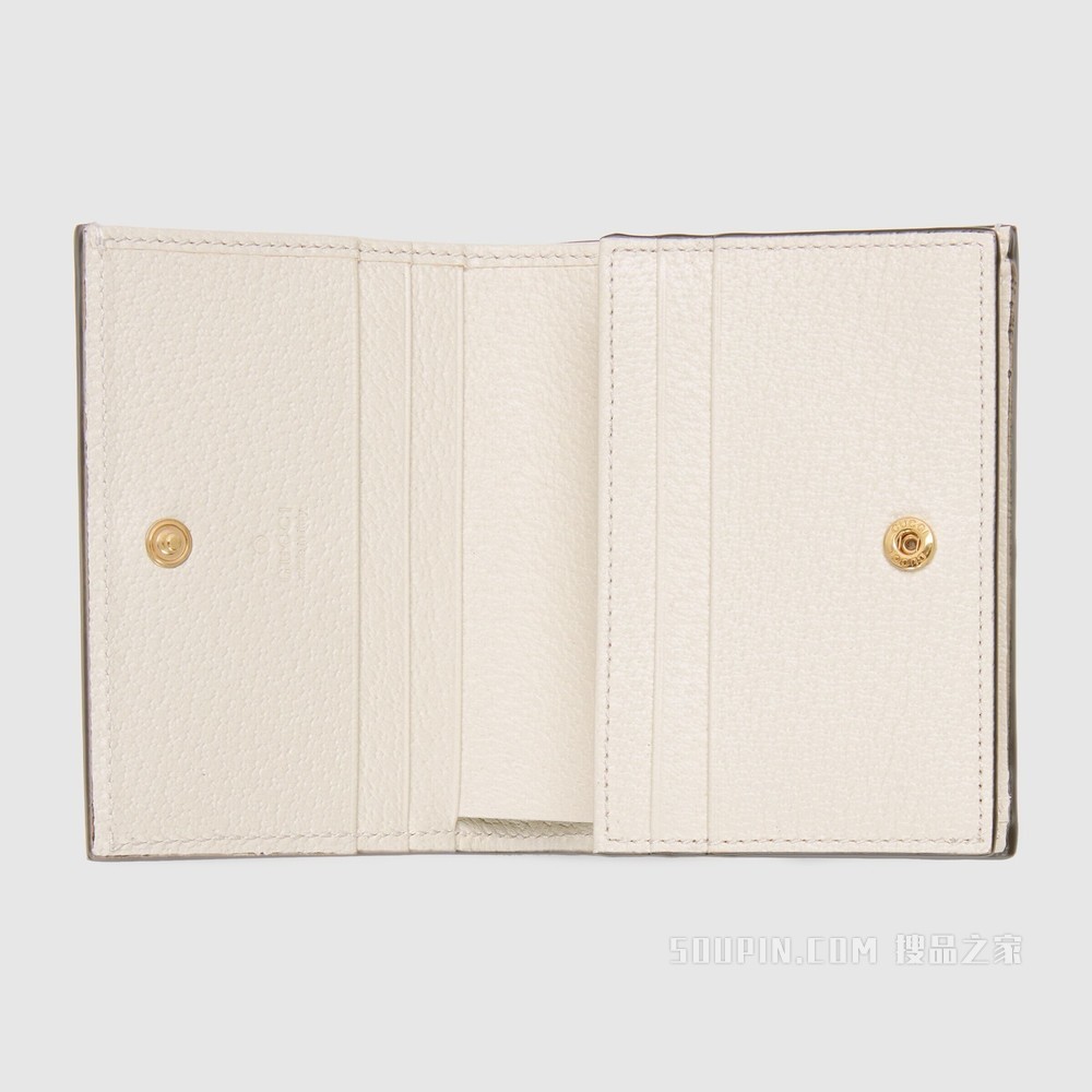 GG Marmont系列浆果印花卡包 白色皮革