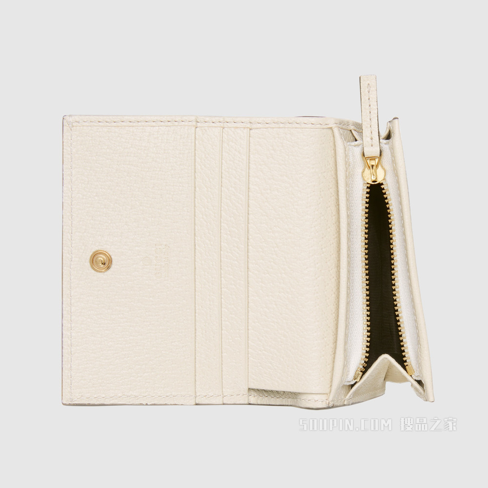 GG Marmont系列浆果印花卡包 白色皮革