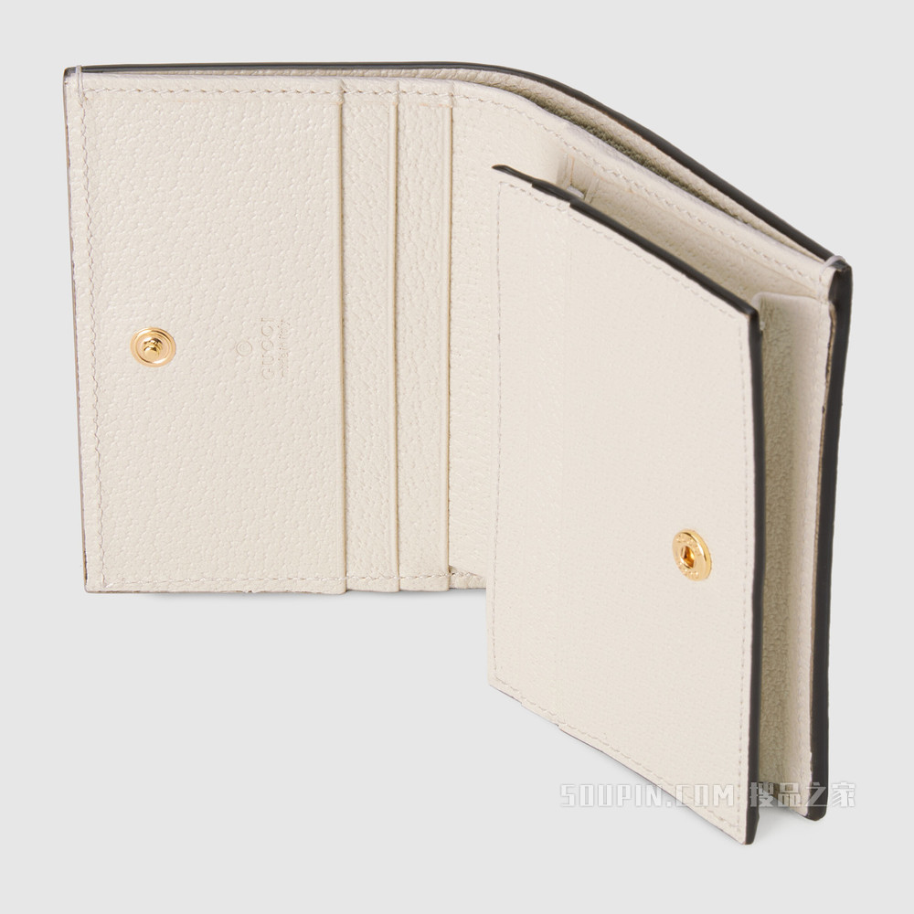 GG Marmont系列浆果印花卡包 白色皮革